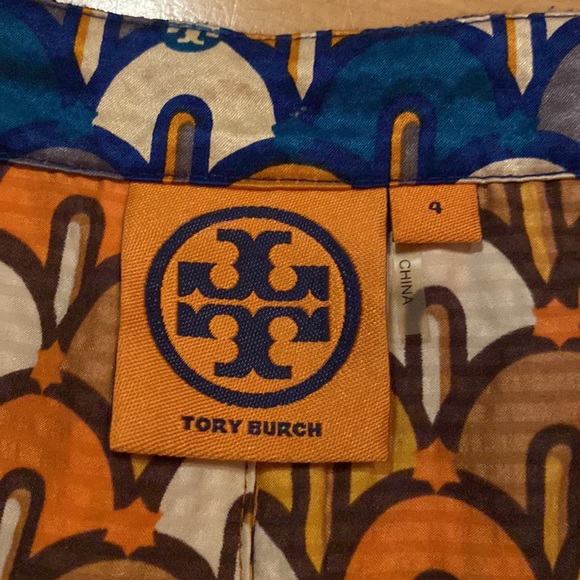 Tory Burch 100% silk pleated graphic two tone skirt, Women’s sized 4 - Picture 2 of 11